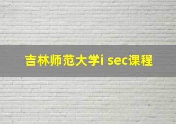 吉林师范大学i sec课程